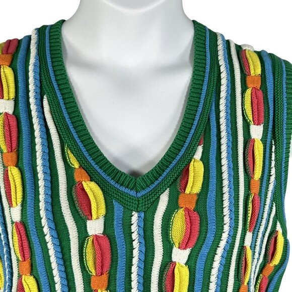 3D Colorful Rainbow Knit Vest Sweater Clothes S/M Tank Top VTG USA Artsy Retro - Picture 4 of 13